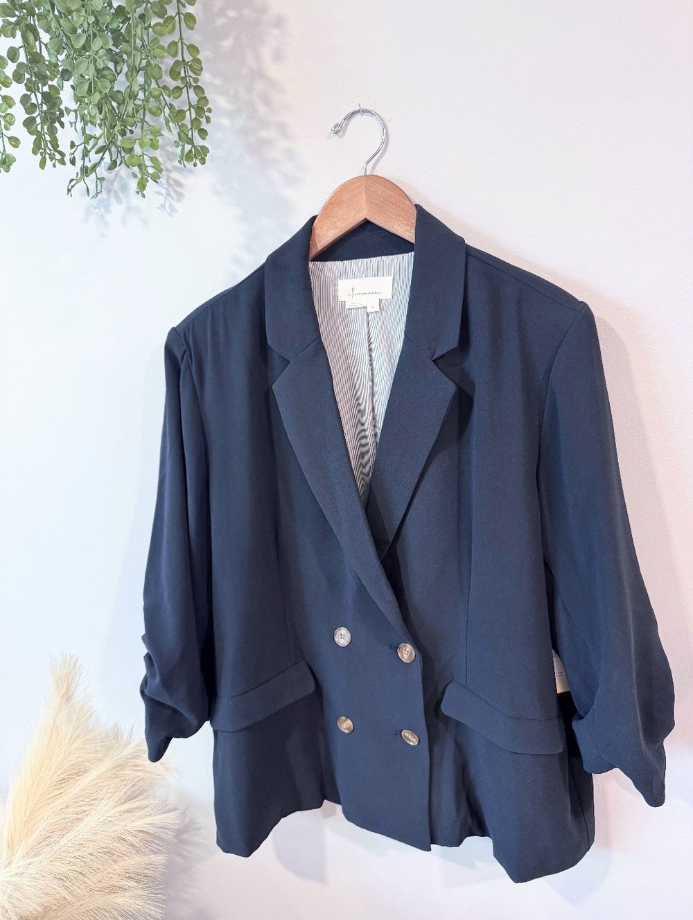 * New* Anthropologie Oversized Double-Breasted Women's Blazer Jacket Navy Sz Xl
